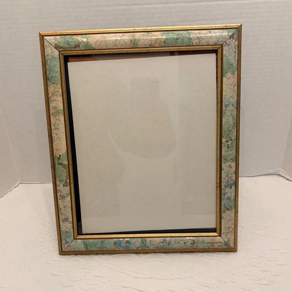 The Fetzer Gallery 8x10 Picture Frame Gold Green Blue Marbled Tabletop Decor